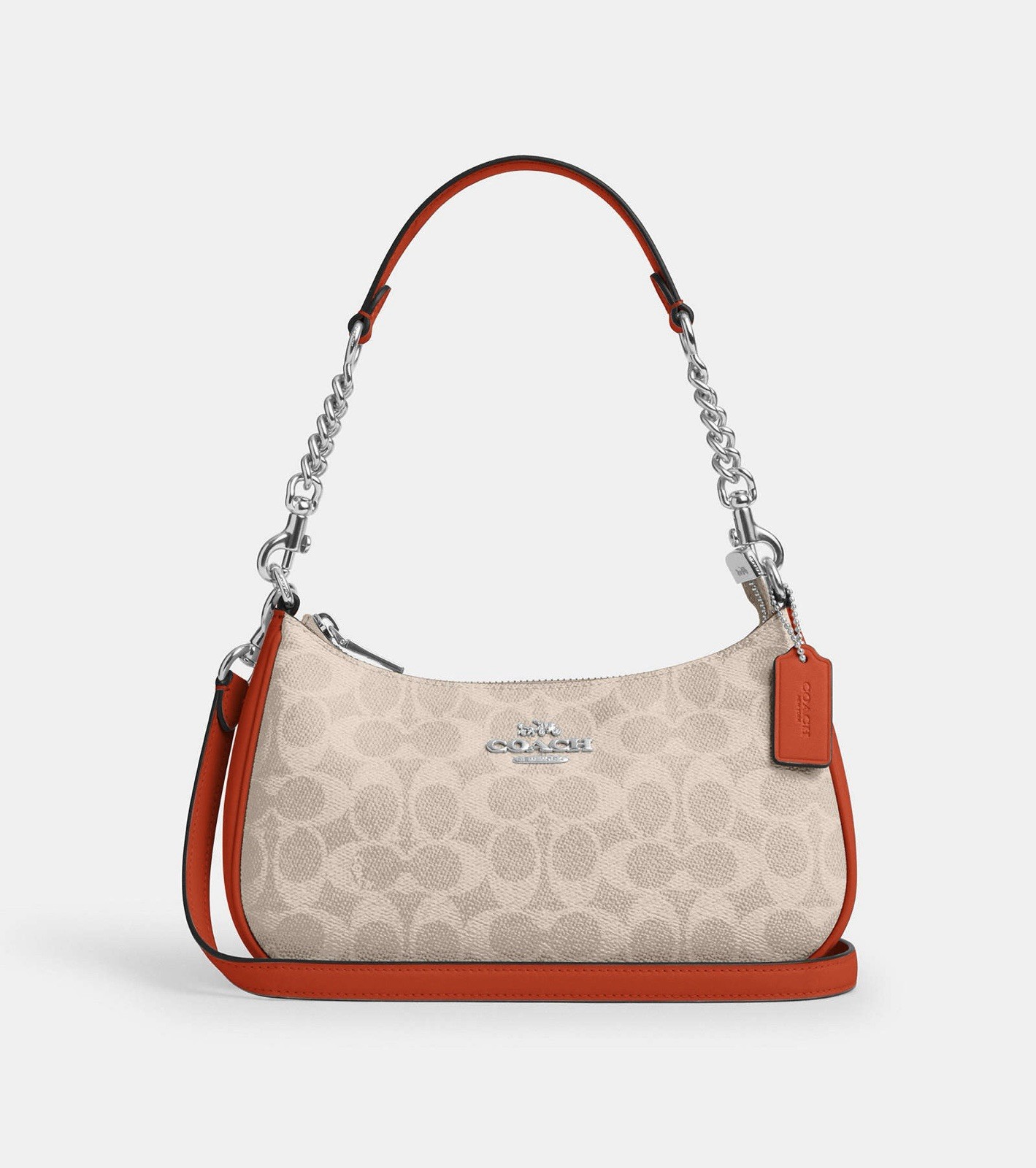 Coach Teri Shoulder Bag in Signature Canvas & Leather CV933 NWT Deep Orange