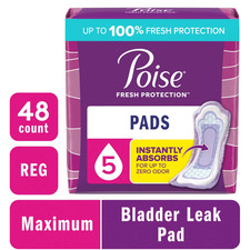 Poise MAXIMUM Absorbency Regular Incontinence Pads 48 Count