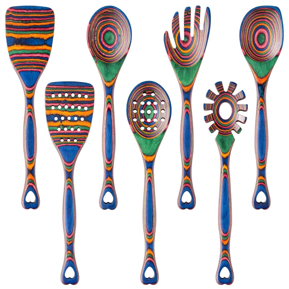 Gudamaye Pakkawood 7-Piece Wooden Utensils for Cooking,Wooden Spoon Set,Wooden K - Image 3 of 4
