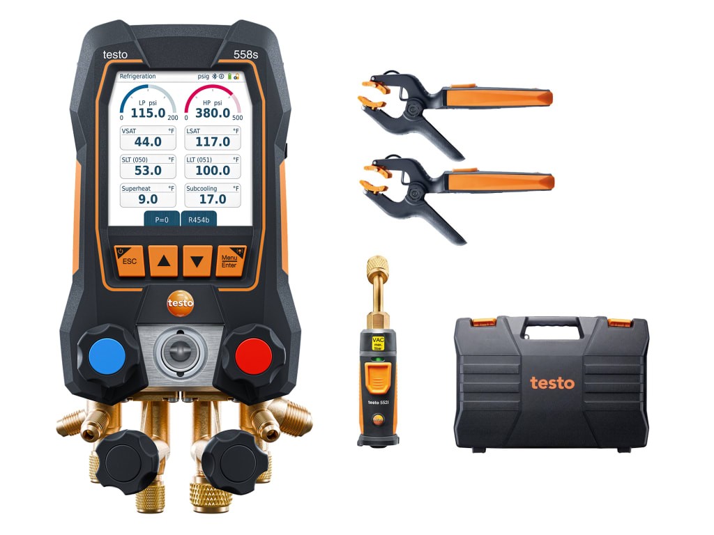 Testo 558s Kit - Smart Digital Manifold Kit (Temperature Probes/Vacuum