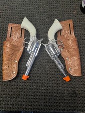 Pony Boy Toy Cap Gun Pair 1960's Vintage Toy with Holsters Clean W /Orange Plug