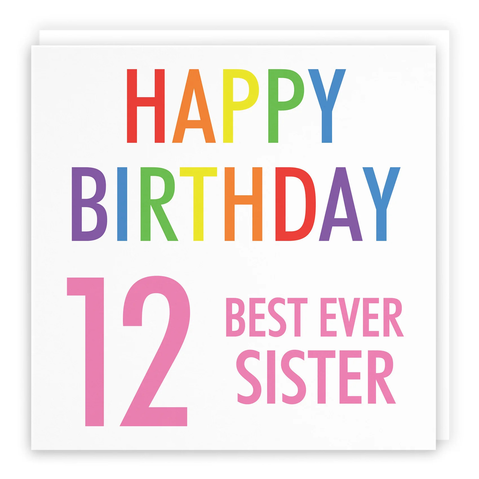 12th Sister Birthday Card Colourful