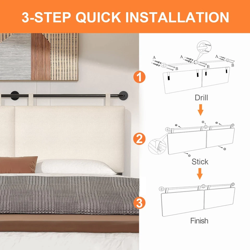 Cabeceros Cabecero Cama Queen Size Cabeceros Montados en la Pared para Cama con Línea... Foto 4 de 4