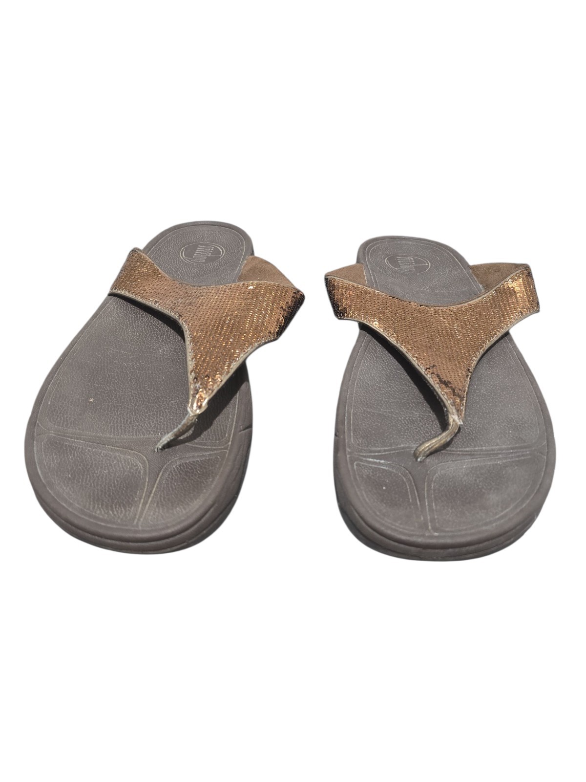 SAOLA Sandali FitFlop marroni punta paillettes suola microwobbleboard eleganti taglia 9