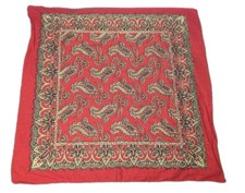 Vintage Bandana Deep Red Paisley Floral Cotton 22 x 22 Handkerchief