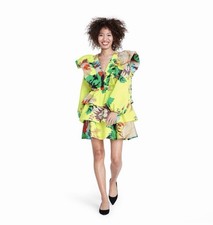 Christopher John Rogers for Target Yellow Floral Long Sleeve Ruffle Dress Size 0