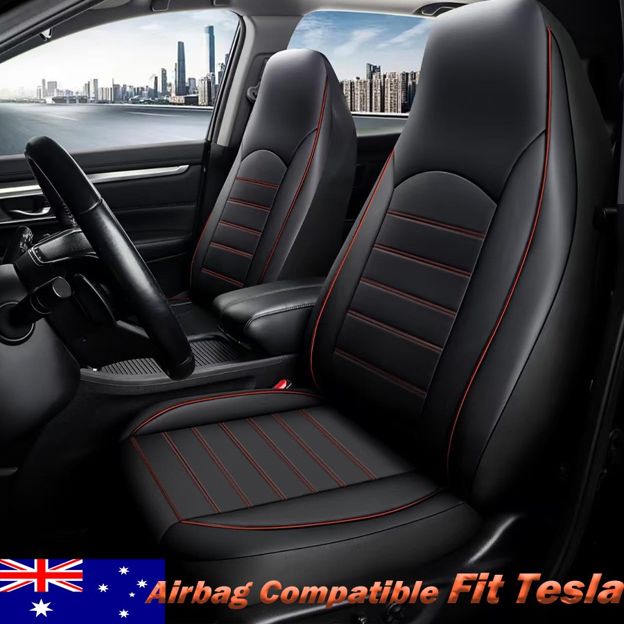 Leather Bucket Seat Cover For Tesla Model Y High Back Front Seat Cover Anti-Slip