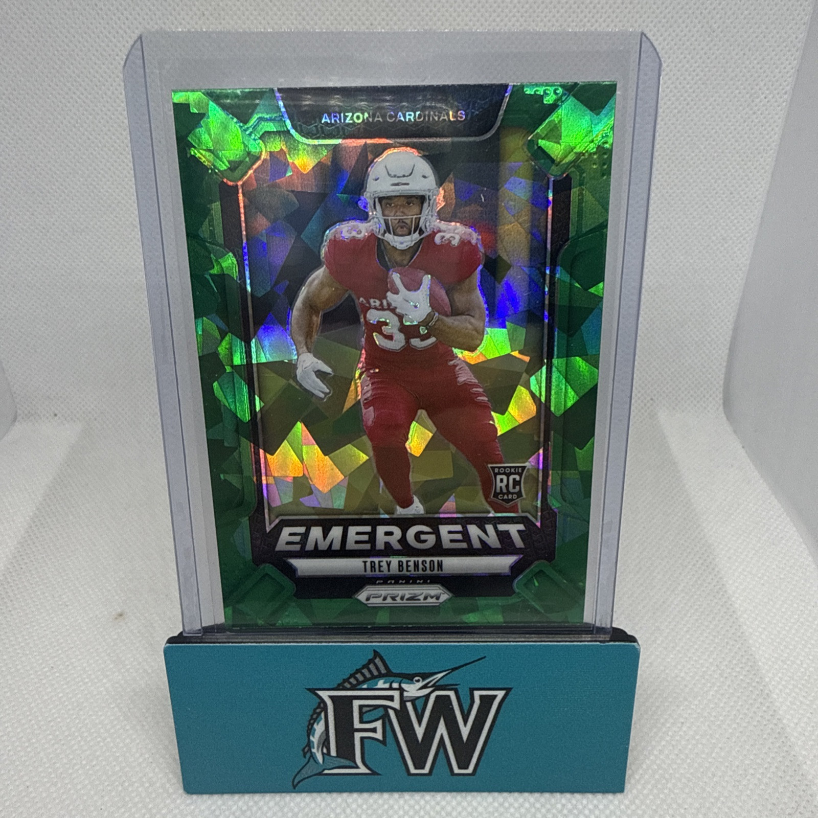 2024 Panini Prizm Football Trey Benson RC Emergent Green Ice Prizm Cardinals