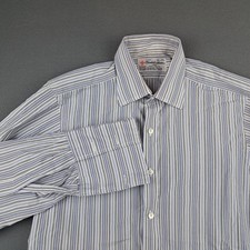 Turnbull  Asser Long Sleeve Button Up Shirt Men's 15.5-39 Blue Striped Business