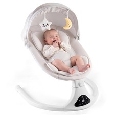 Electric Baby Swing with Remote Control - 5 Natural Motion Speeds, Grey