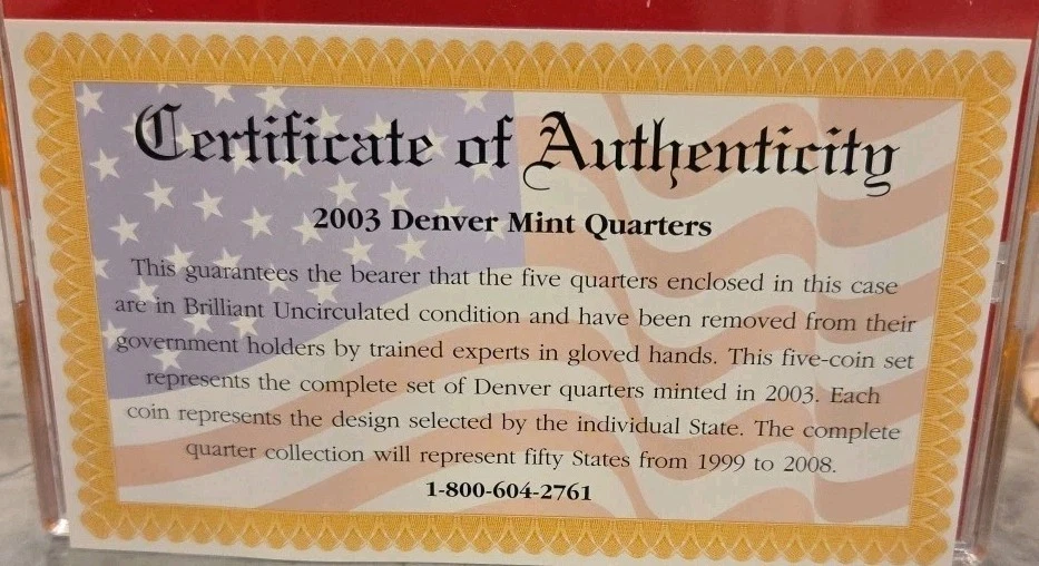2003 Denver Mint Edition State Quarter Collection Brilliant Uncirculated - Image 3 of 4