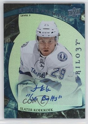 2015-16 Trilogy Blue Rainbow Foil 26/29 Slater Koekkoek #185 Rookie Auto RC 2a8