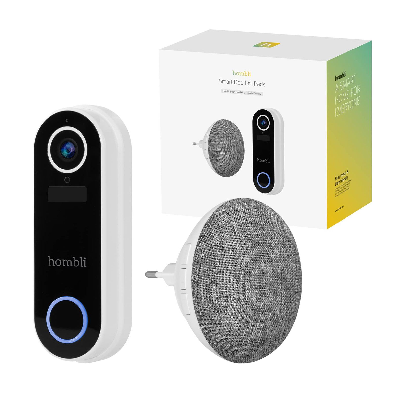 Hombli - Smart Doorbell 2 Promo Pack (Doorbell 2 + Chime 2) White NUOVO
