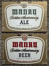 1949 Manru Anniversary Ale & Beer Labels. Schreiber Brewing Co, Buffalo, NY