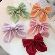 2pcs Women Bow Hair Clip Bowknot Ribbon Hairpin Bows Barrettes Solid Color Girl