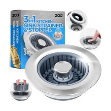 Sink Drain Strainer - Sink Stopper Kitchen Drain, 3 in 1 Kitchen Sink Drain S...