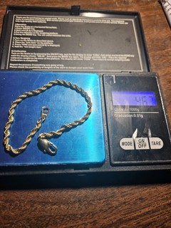 10K Gold (?GP?) 4.6 gram Italian Diamond Cut Rope Link Chain Bracelet LOW BIN!