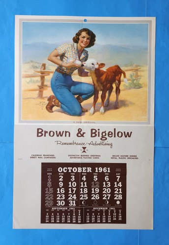 1961 ZOE MOZERT Advertising Calendar titled, "A New Arrival"   18" x 27 3/8"