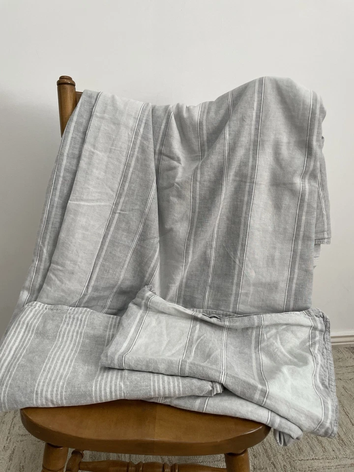 Ralph Lauren Oakview Striped King Duvet Cover Set 3pc Pewter Graphite Gray - Image 2 of 4