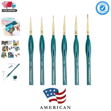 Detail Thin Paint Brush Set 6pcs for Model Minature Craft and Art Painting Green