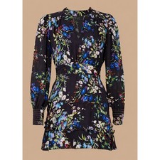 Parker Chrissy Dress 2 100% Silk Floral Beaded Cutout Tiered Mini As Seen On TV