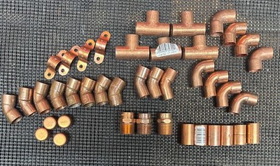 LOT OF 41 MISC 1/2  COPPER  FITTINGS. NIBCO, Etc. Plumbing Supply. NEW.