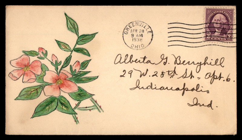 Mayfairstamps US 1938 Ohio Greenville to Indianapolis IN flowers Cover cca_26555