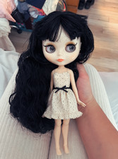 Custom-base Neo Blythe Doll White Skin Glossy Face Black Curly Hair 12'' Jointed