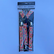 Adult Size Halloween Themed Novelty Suspenders Blood Shot Eyeballs Multi color