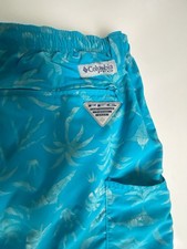 Columbia PFG Men's Turquoise Swim Trunks Mesh Lining Drawstring, XXL
