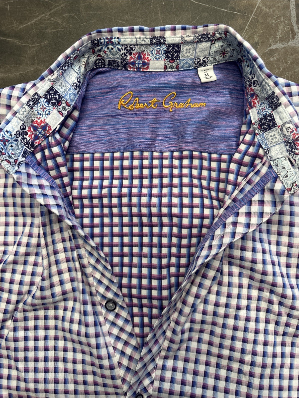 Robert Graham LS Patterned Button Down Shirt Whit… - image 1