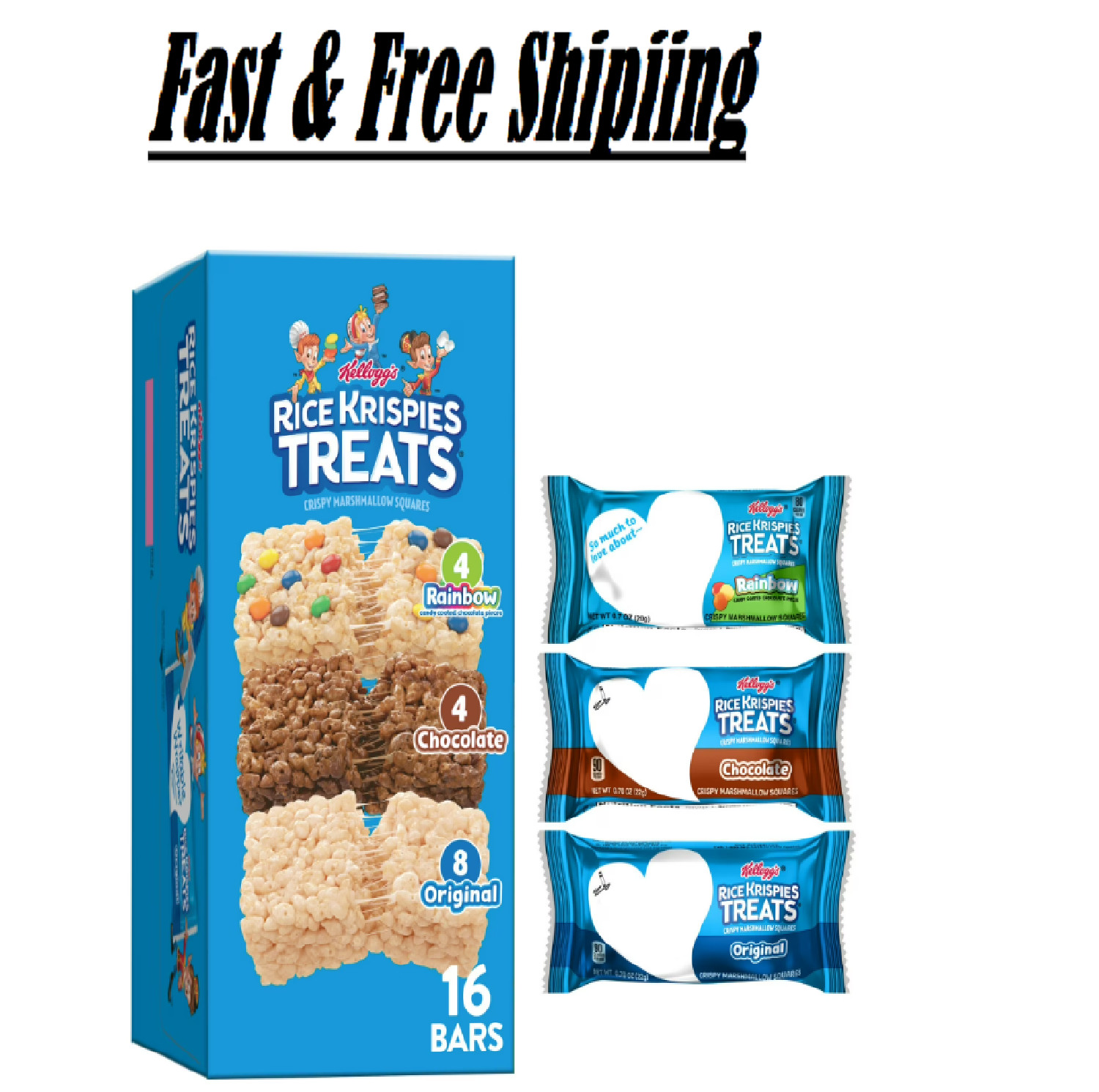 Rice Krispies Treats Crispy Marshmallow Squares Kids Snacks Cereal Bars 12.1 oz