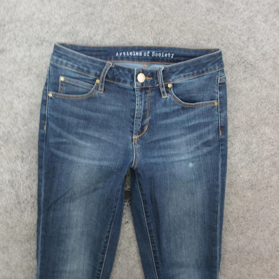 Articles of Society Jeans Womens 25 Blue Skinny Stretch Denim Mid Rise Zip Fly - Image 2 of 4