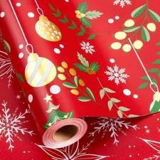 Retrify Red Wrapping Paper Roll - 1 Count (Pack of 1), Bell,Berry 
