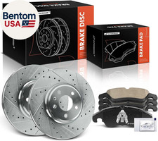 12.59 Inch 319.8Mm Front Drilled and Slotted Disc Brake Rotors Ceramic Pads