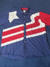 Vtg Wrangler USA Patriotic American Flag Long Sleeve Western Pearl Snap Men  s XL
