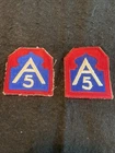 WW2 US 5th Army A-5 Division Shoulder Unit Military Uniform Patch WWII Set Of 2