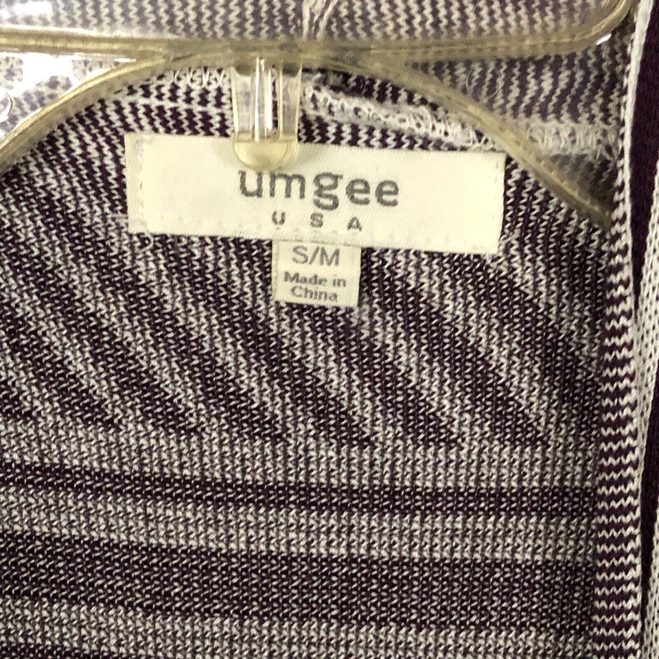 Umgee Sleeveless Cardigan Womens S/M Open Front Striped Purple White Lagenlook  - Image 2 of 4