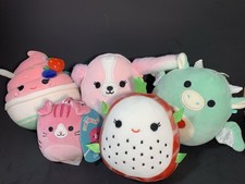 Squishmallows Lot of 5 Plush Geraldine Clip, Dragonfruit, Angelica Frozen Yogurt