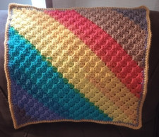 crochet handmade baby doll blanket lovey security 15” X 15” rainbow sparkle