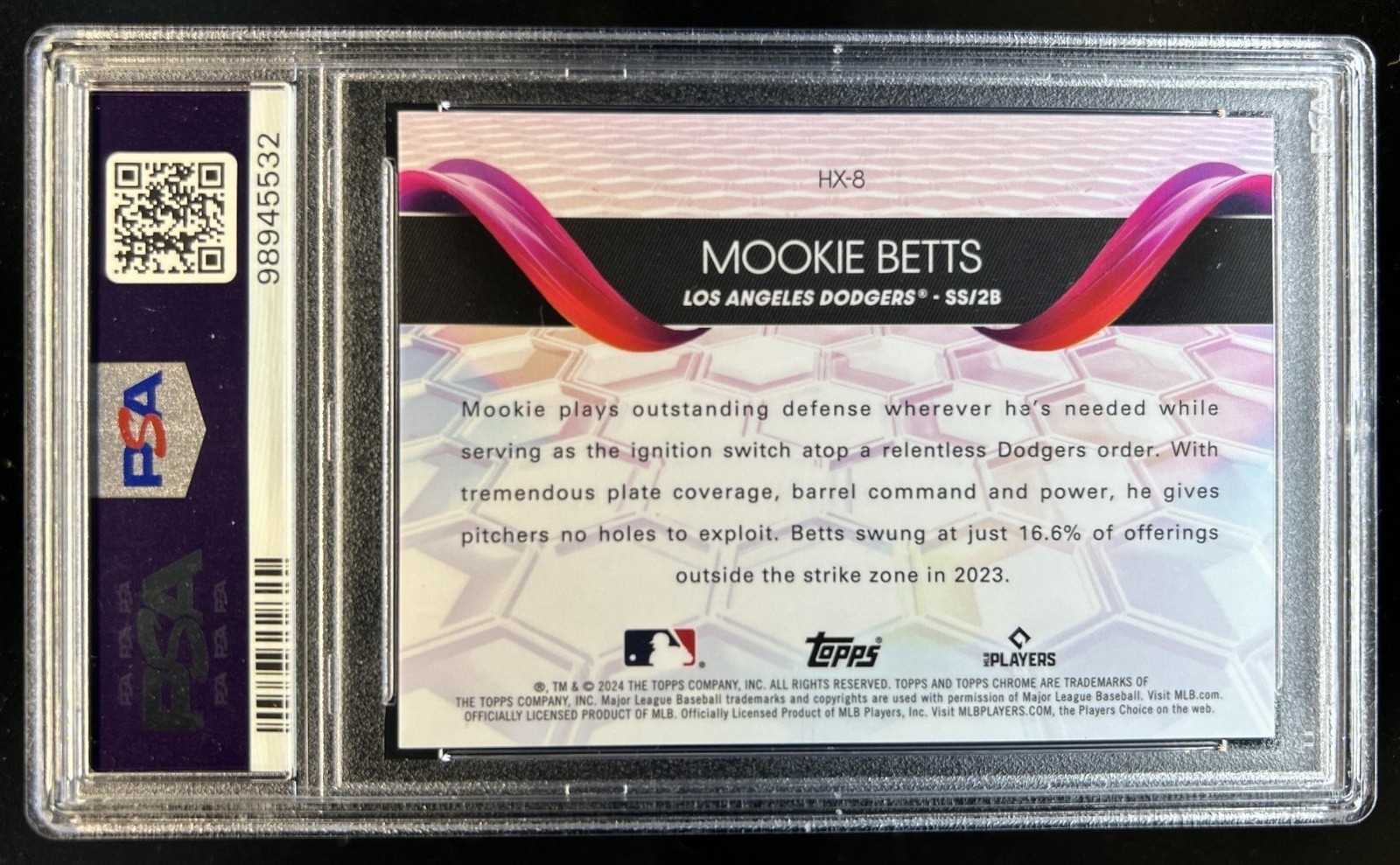 2024 Topps Chrome Mookie Betts Helix SP #HX-8 Dodgers PSA 10 GEM MINT view 2