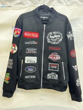 Men s Black Racing  Jacket Patched