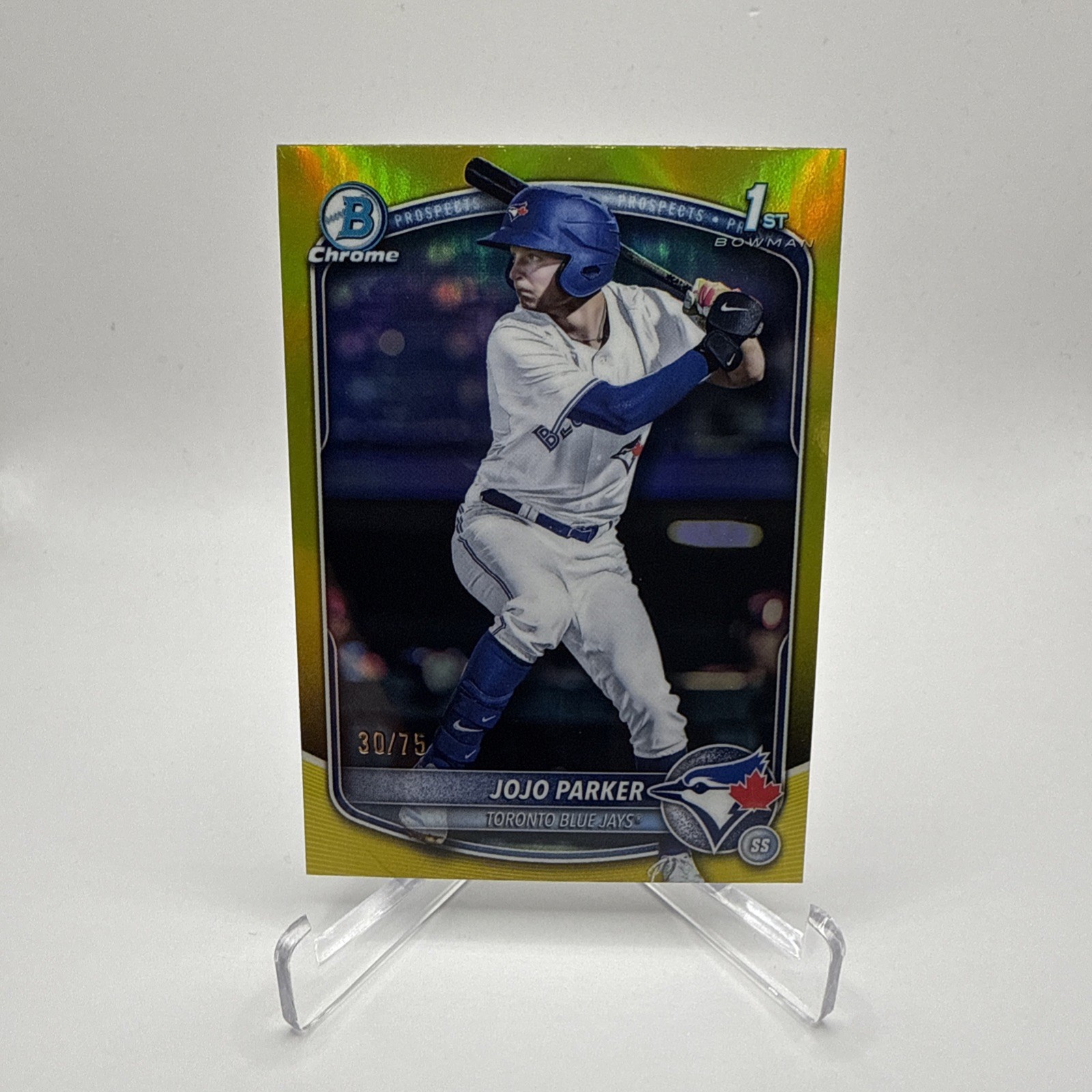 2025 Bowman Draft Chrome Jojo Parker 1st True Yellow Refractor /75 Blue Jays