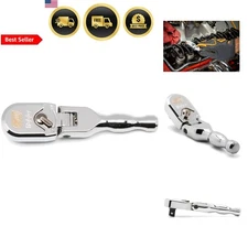 Ratchet Drive Chrome Full Polish Flex Head Compact Stubby 3 8 in