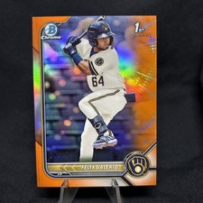 2022 Bowman Felix Valerio 1st Bowman Orange Refractor #19/25 Brewers
