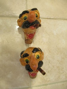 Vintage Kinki Bee Character Groucho Marx Bottle Stopper Pourer Set 1950 England