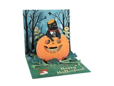 Cat in a Pumpkin - Halloween Pop-up Card by Up With Paper - 1546