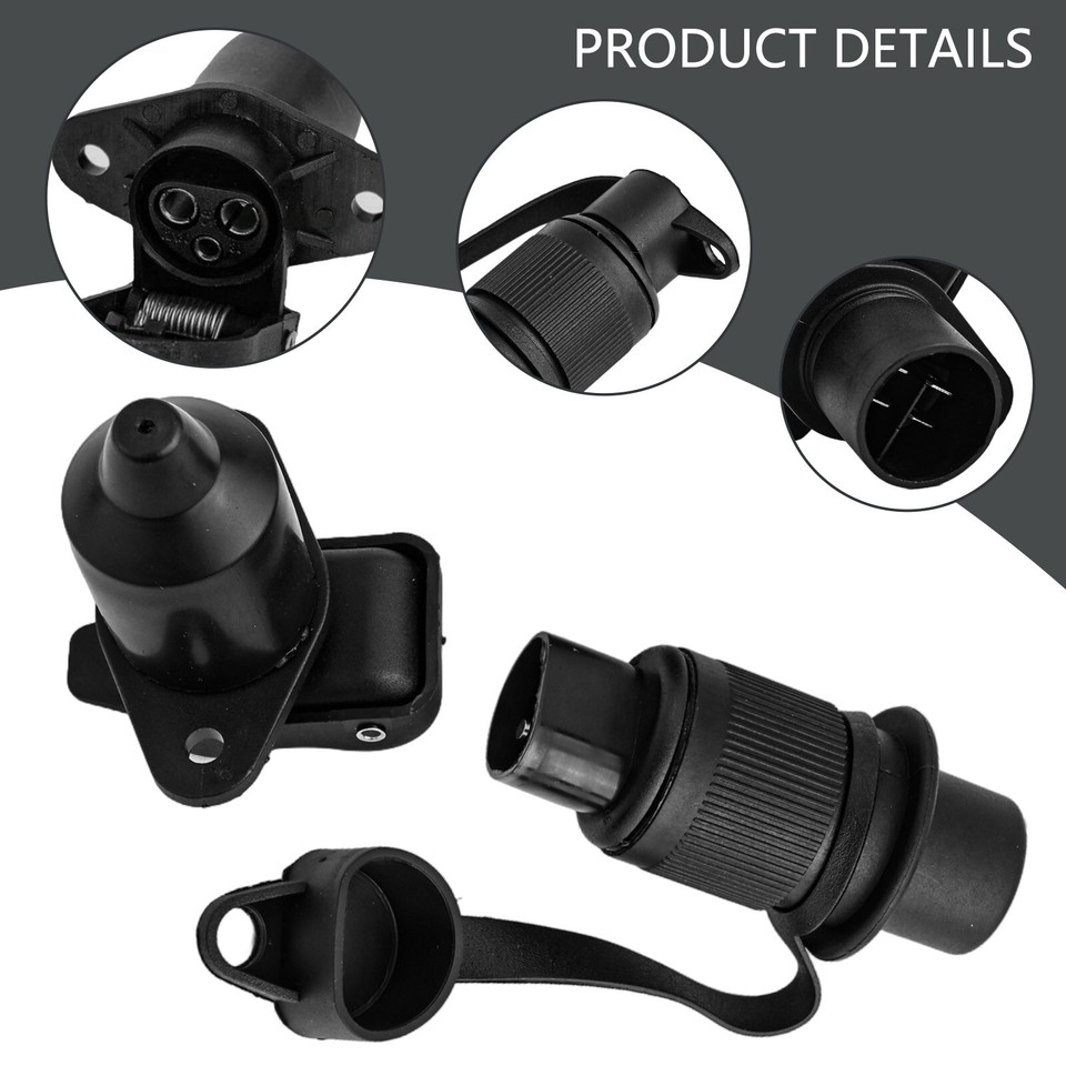 3 pin 12V Truck Trailer Plug Socket Adapter Kit RV Power Cord Socket
