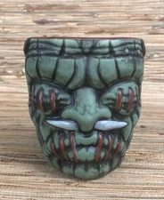 Shrunken Head Import Tiki Mug By Biggs Tiki Green Glaze Tiki Bar New