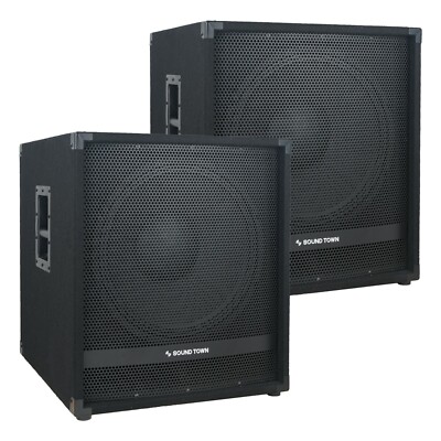 Sound Town 1800 W 15  Powered Subwoofer with High-Pass Filter (METIS-15PWG-PAIR)
